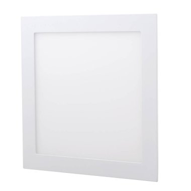 Beyaz izole bir arkaplanda logo olmadan tavana monte etmek için güçlü bir kare LED lamba