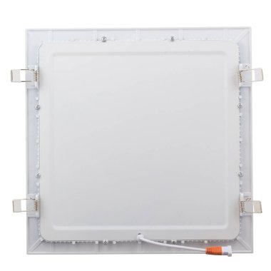 Beyaz izole bir arkaplanda logo olmadan tavana monte etmek için güçlü bir kare LED lamba