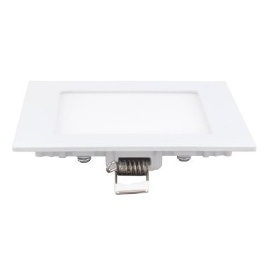 Beyaz izole bir arkaplanda logo olmadan tavana monte etmek için güçlü bir kare LED lamba