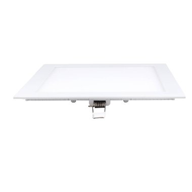 Beyaz izole bir arkaplanda logo olmadan tavana monte etmek için güçlü bir kare LED lamba