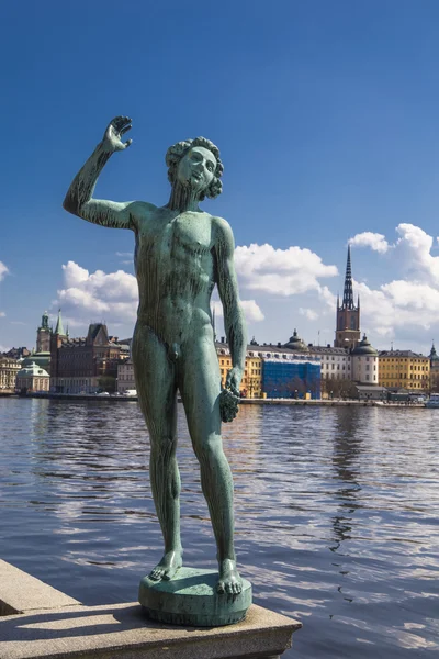 Staty av en man i stadshuset i stockholm — Stockfoto