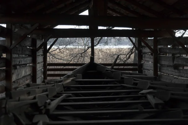 Karelia Finland Old Multi Ocean Boat Storage Hangar Lake Shore — стокове фото