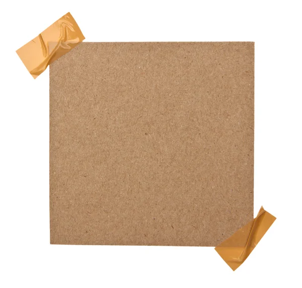 Close up of a brown note paper on white background — Stock Photo, Image