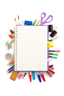 Beyaz arka plan üzerinde araç Office ve öğrenci