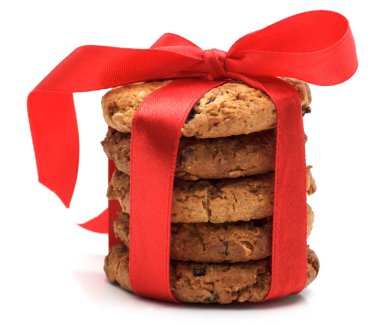 Kırmızı üzerine beyaz izole kurdele ile tanımlama