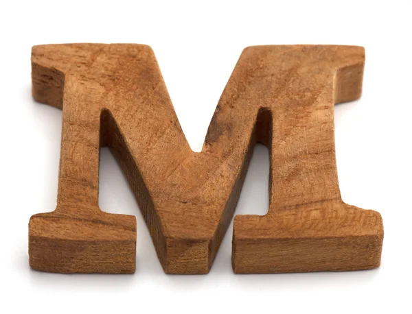 Alphabet made from wood on white — Stock Photo, Image
