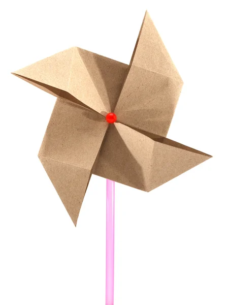 Origami riciclare mulino a vento di carta — Foto Stock