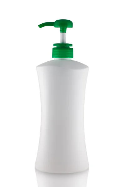 Plastic bottle of skin care product on white background — Stock Photo, Image