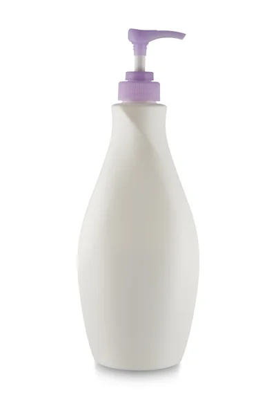 Plastic bottle of skin care product on white background — Stock Photo, Image