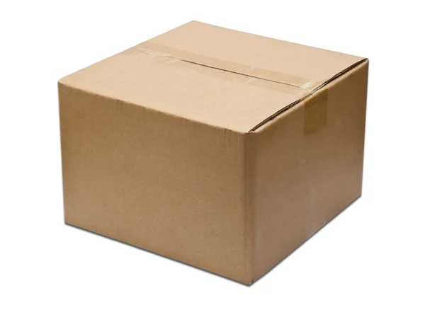 Close brown paper box on white — Stock Photo, Image