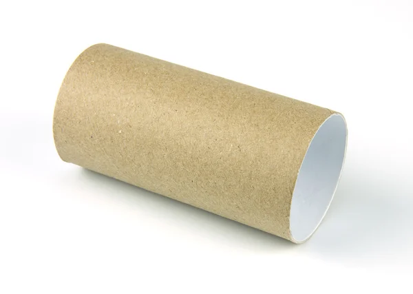 Empty paper roll of bathroom on white background — Stock Photo, Image