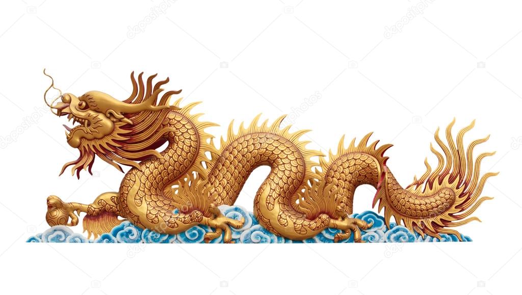 golden Dragon on white background