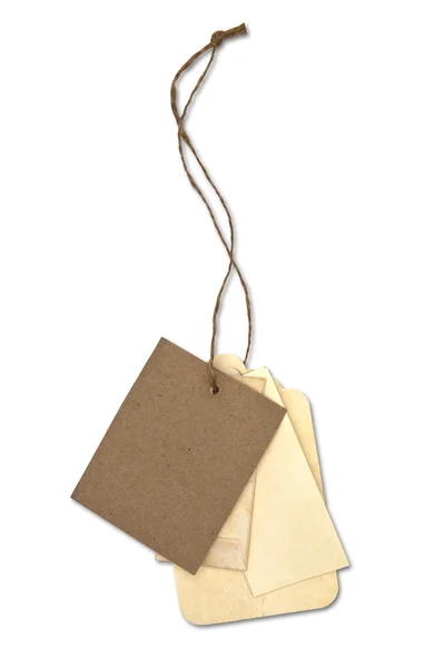 Blank tag tied with brown string — Stock Photo, Image