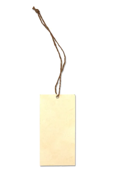 Etiqueta em branco amarrada com corda marrom — Fotografia de Stock