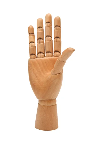 Wooden hand isolated on a white background — Stock Photo, Image