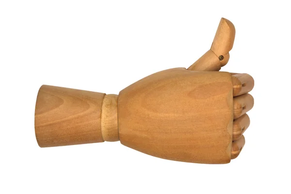 白い背景上に分離されて木製の手 — ストック写真