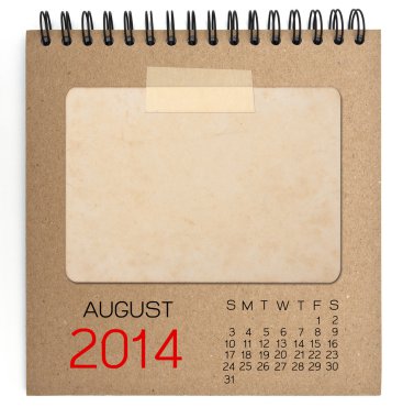 2014 takvim kahverengi defter ile eski boş fotoğraf