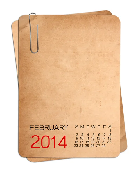 2014 Calendario en el vacío foto vieja con clip de papel — Foto de Stock
