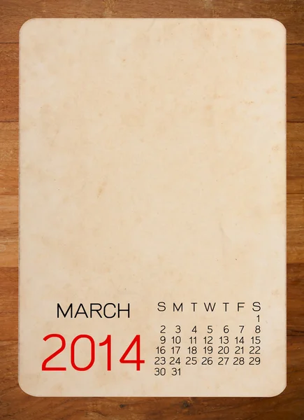 Calendar 2014 on the Empty old photo — Stock Photo, Image