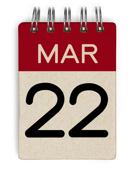 22 mar calendário — Fotografia de Stock
