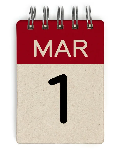 1 mar kalendarz — Zdjęcie stockowe