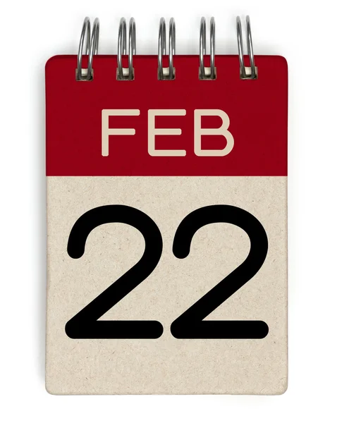 22. února kalendář — Stock fotografie
