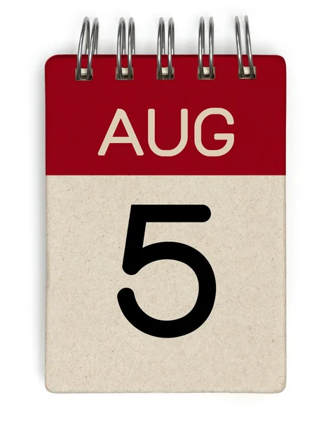 5 sierpnia kalendarz — Zdjęcie stockowe