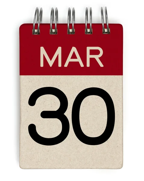 Kalendarz 30 mar — Zdjęcie stockowe