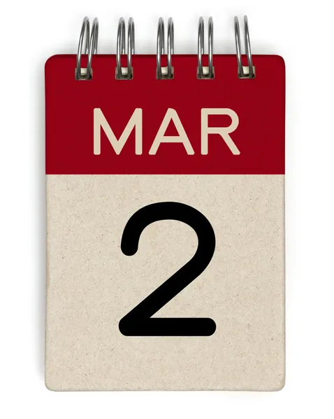 2 мар календарь — стоковое фото