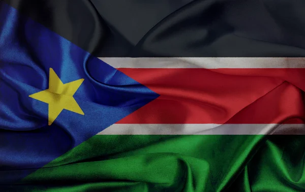 Soudan du Sud drapeau grunge agitant — Photo