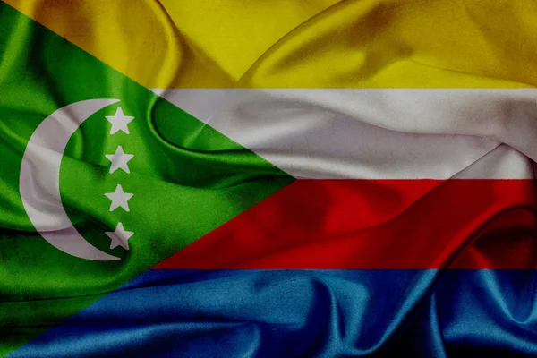 Comoros grunge waving flag — Stock Photo, Image