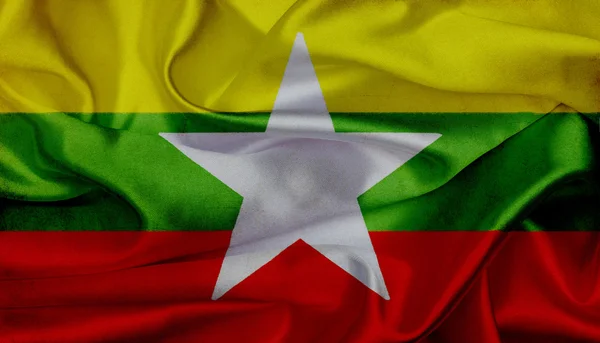 Myanmar grunge dalgalanan bayrak — Stok fotoğraf