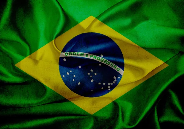 Brazilië grunge wuivende vlag — Stockfoto