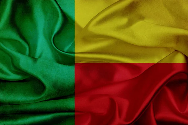 Benin grunge vlající vlajka — Stock fotografie