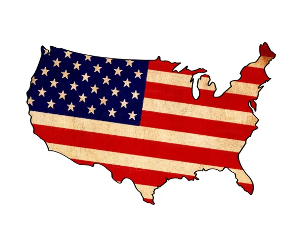 USA map on flag drawing, grunge and retro flag series — Stok Foto