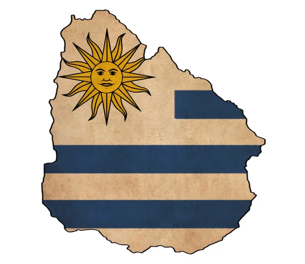 Uruguay mappa su disegno bandiera, grunge e serie bandiera retrò — Foto Stock