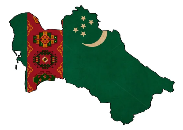 Turkmenistan map on flag drawing, grunge and retro flag series — Fotografia de Stock