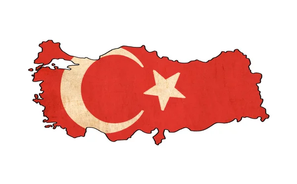 Turquie carte sur le dessin du drapeau, Grunge et série de drapeau rétro — Photo