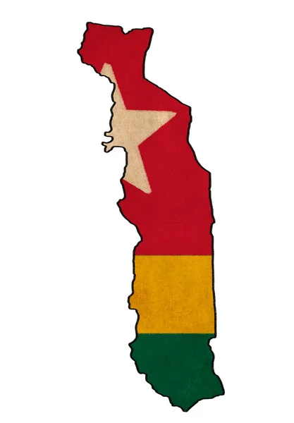 Togo map on  flag drawing ,grunge and retro flag series — Stock Photo, Image