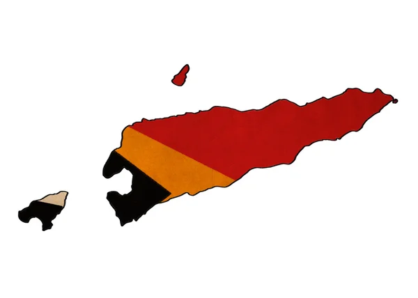 Timor leste map auf flag drawing, grunge und retro flag series — Stockfoto