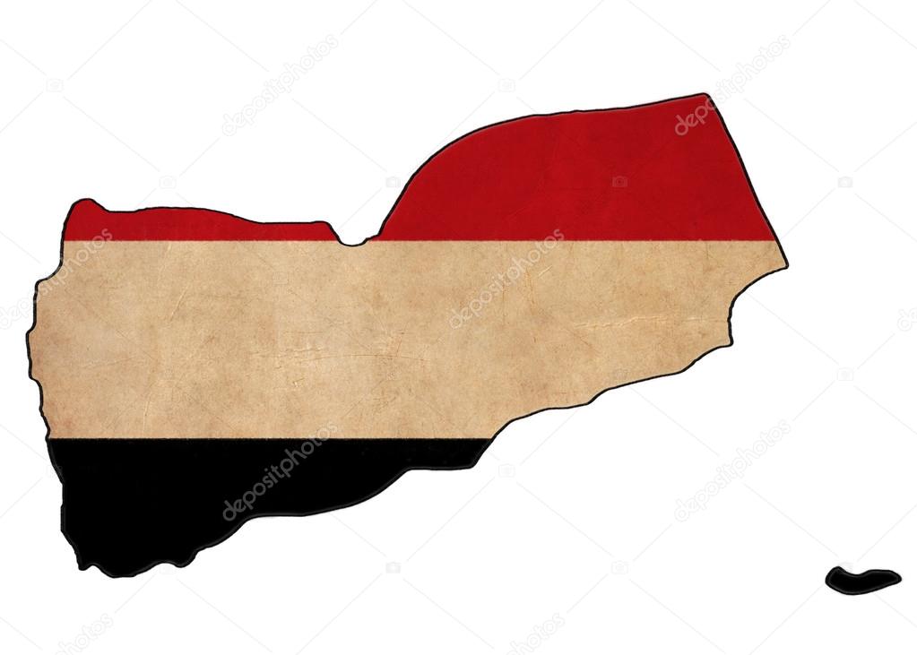 Yemen map on  flag drawing ,grunge and retro flag series