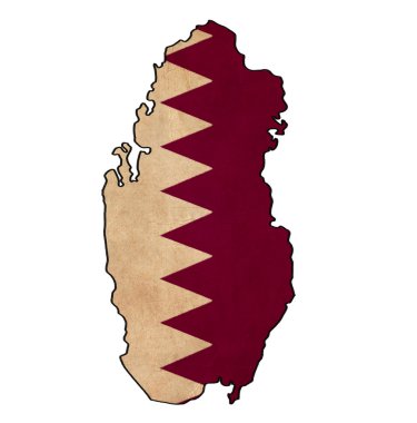 Qatar kaart op vlag tekening, grunge en retro vlag serie