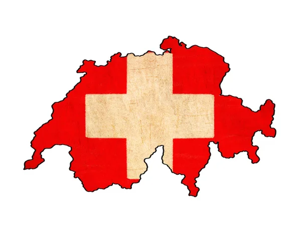 Suiza mapa en el dibujo de la bandera, grunge y serie bandera retro — Foto de Stock