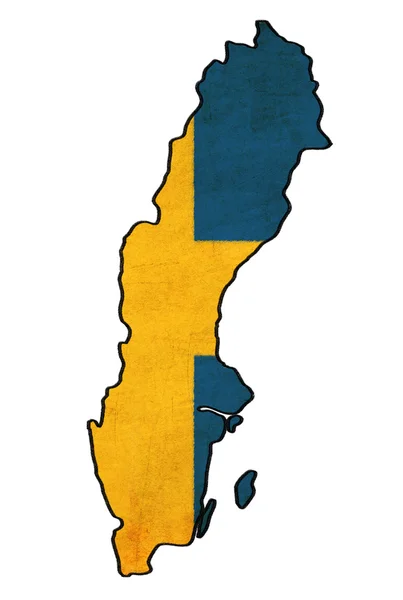 İsveç harita üzerinde çizim, grunge ve retro bayrak serisi bayrağı — Stok fotoğraf