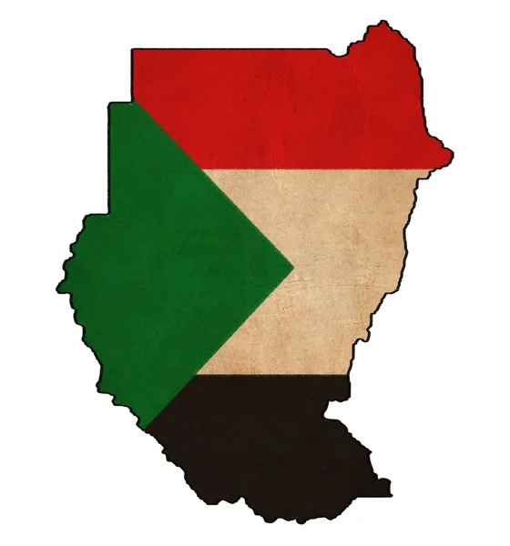 Sudan map on  flag drawing ,grunge and retro flag series — Stock Photo, Image