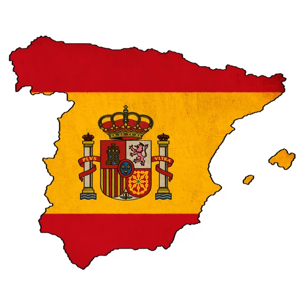 España mapa en el dibujo de la bandera, grunge y serie bandera retro — Foto de Stock