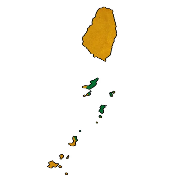 Saint Vincent Grenadines mapa no desenho da bandeira, grunge e retro — Fotografia de Stock