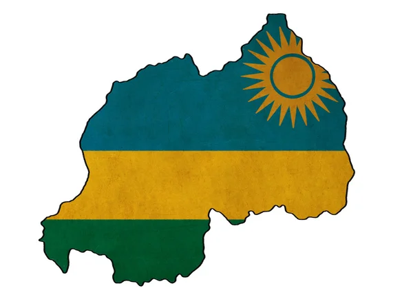 Rwanda mapa na kreslení, grunge a série retro vlajky vlajky — Stock fotografie