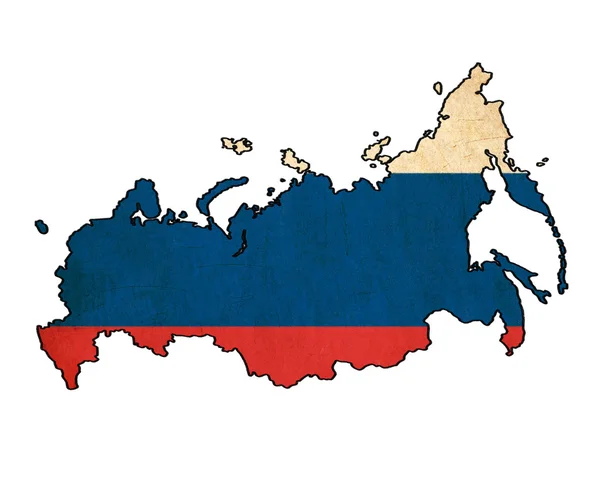 Mapa de Rusia en el dibujo de la bandera, grunge y serie bandera retro — Foto de Stock