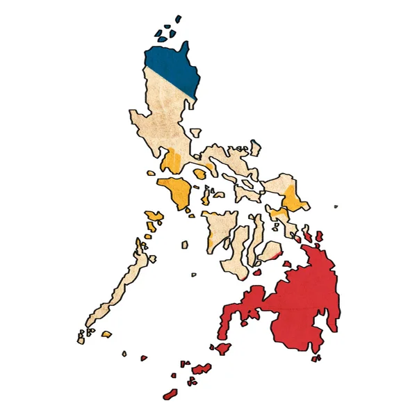 Philippines carte sur le dessin du drapeau, grunge et rétro série drapeau — Photo